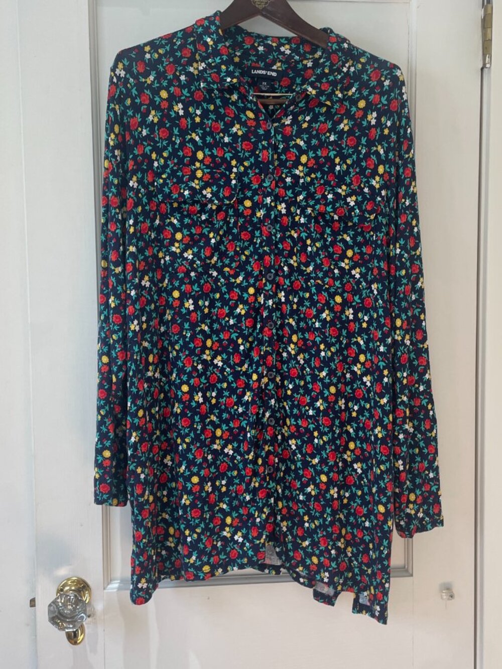Lands' End women's floral-print tunic Button Up Size 2X 20W-22W - Picture 3 of 8